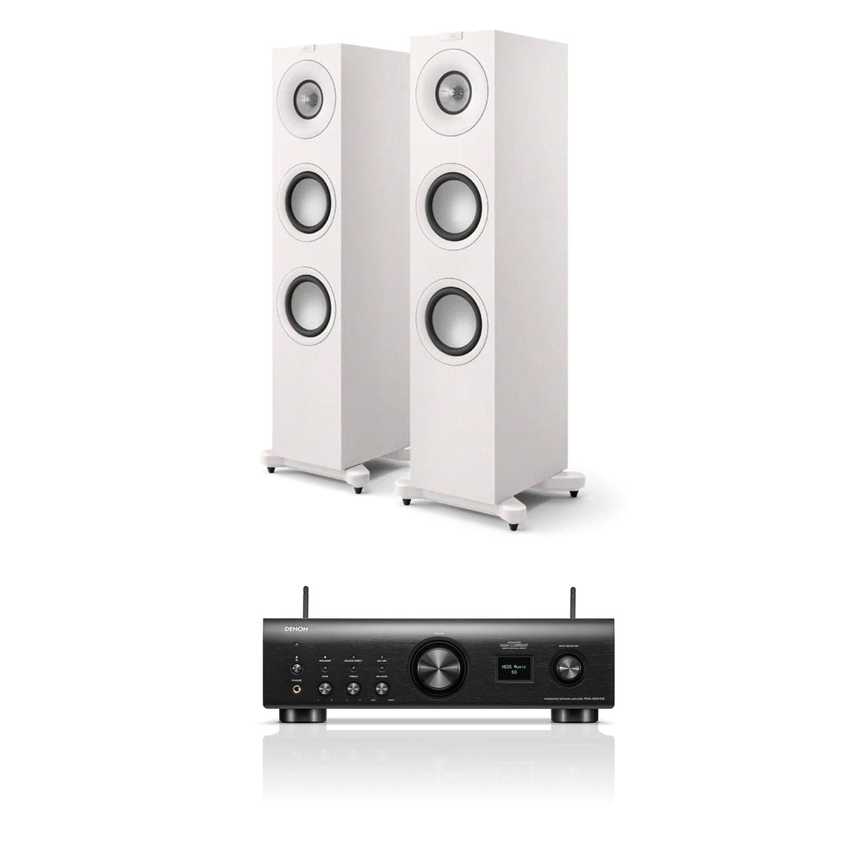 KEF KEF Q7 Meta Floorstanding Speakers White + Denon PMA-900 Integrated Amplifier Stereo Package Stereo Packages