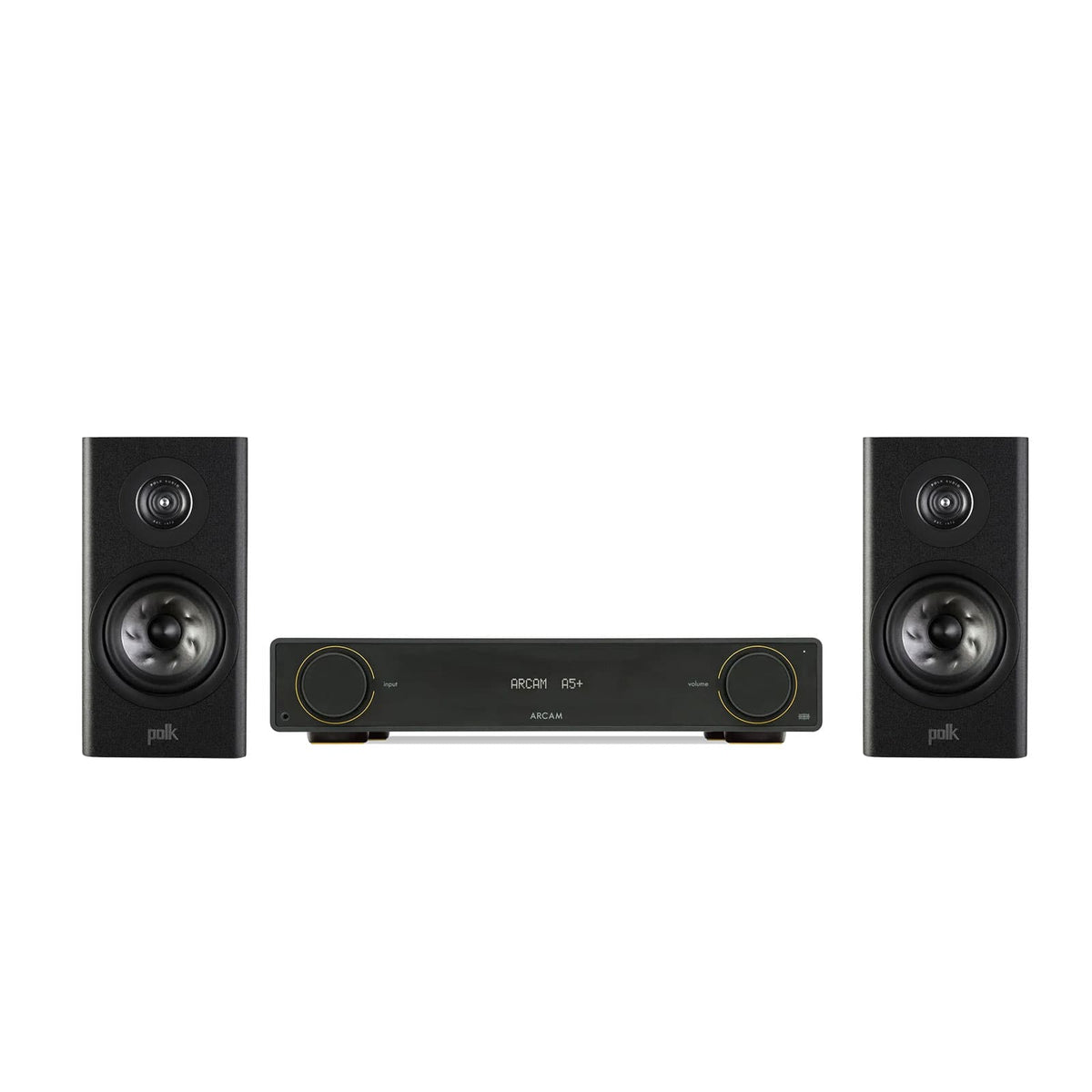 Polk Audio Polk R100 Bookshelf Speakers + Arcam A5+ Integrated Amplifier Stereo Package Stereo Packages