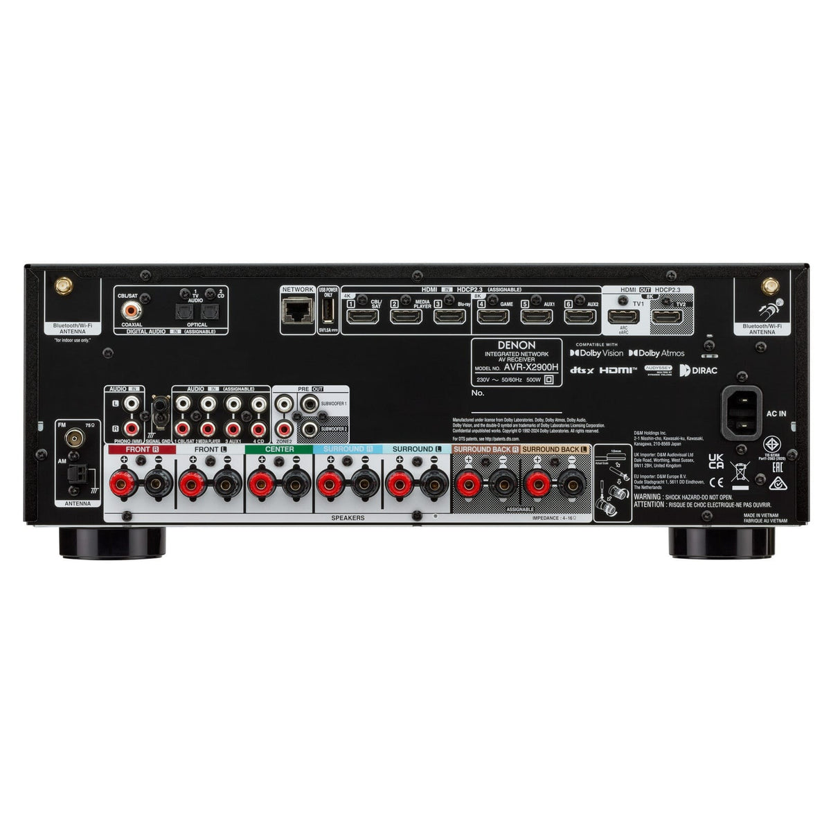 Denon Denon AVR-X2900H 7.2ch AV Receiver Dolby Atmos 95W AV Receivers
