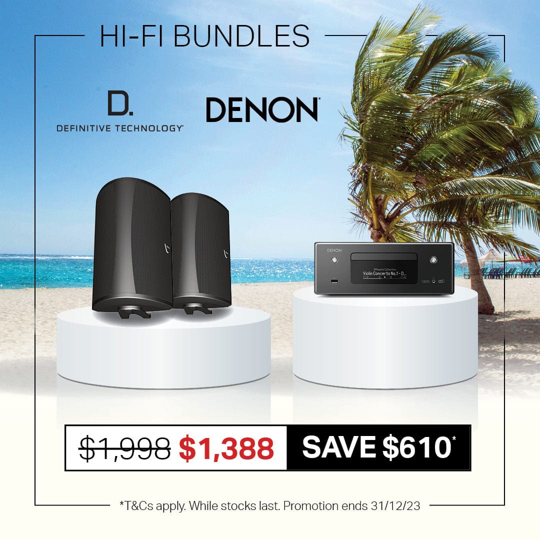 Denon Definitive Technology AW5500 Outdoor Speakers + Denon RCD-N11DAB Amplifier Outdoor Speakers