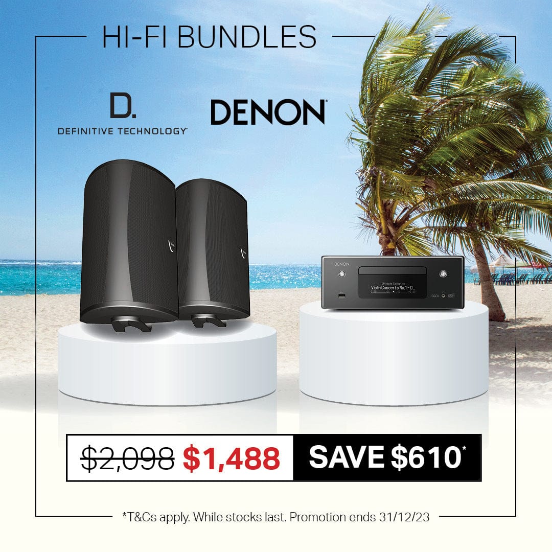 Denon Definitive Technology AW6500 Outdoor Speakers + Denon RCD-N11DAB Amplifier Outdoor Speakers