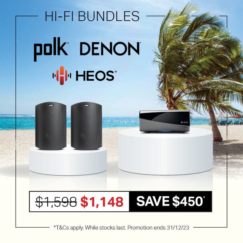 Denon Polk Atrium 5 Outdoor Speakers + HEOS AMP HS2 Outdoor Speakers