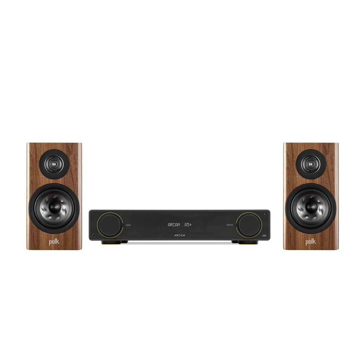 Polk Audio Polk R100 Bookshelf Speakers + Arcam A5+ Integrated Amplifier Stereo Package Stereo Packages