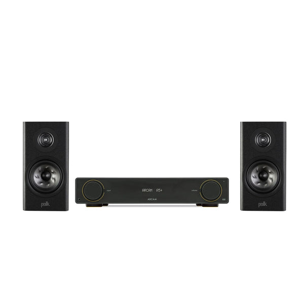 Polk Audio Polk R100 Bookshelf Speakers + Arcam A5+ Integrated Amplifier Stereo Package Stereo Packages