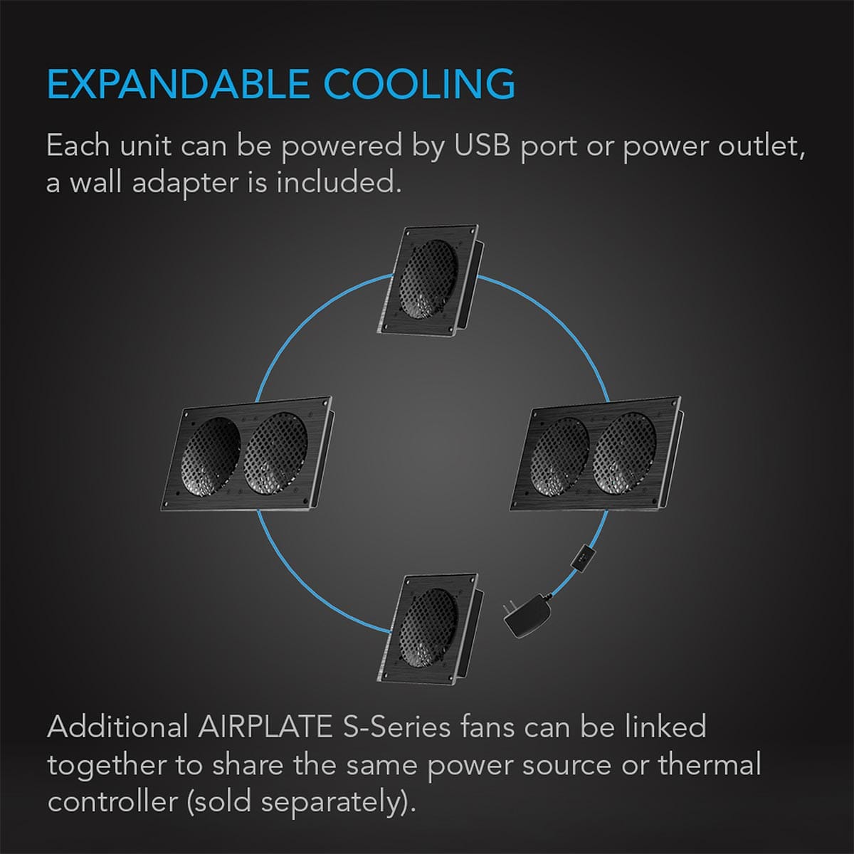 AC Infinity AC Infinity AIRPLATE S1 AV Cabinet Cooling System - 80mm Fan Component Cooling