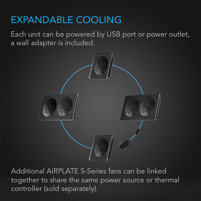 AC Infinity AC Infinity AIRPLATE S1 AV Cabinet Cooling System - 80mm Fan Component Cooling