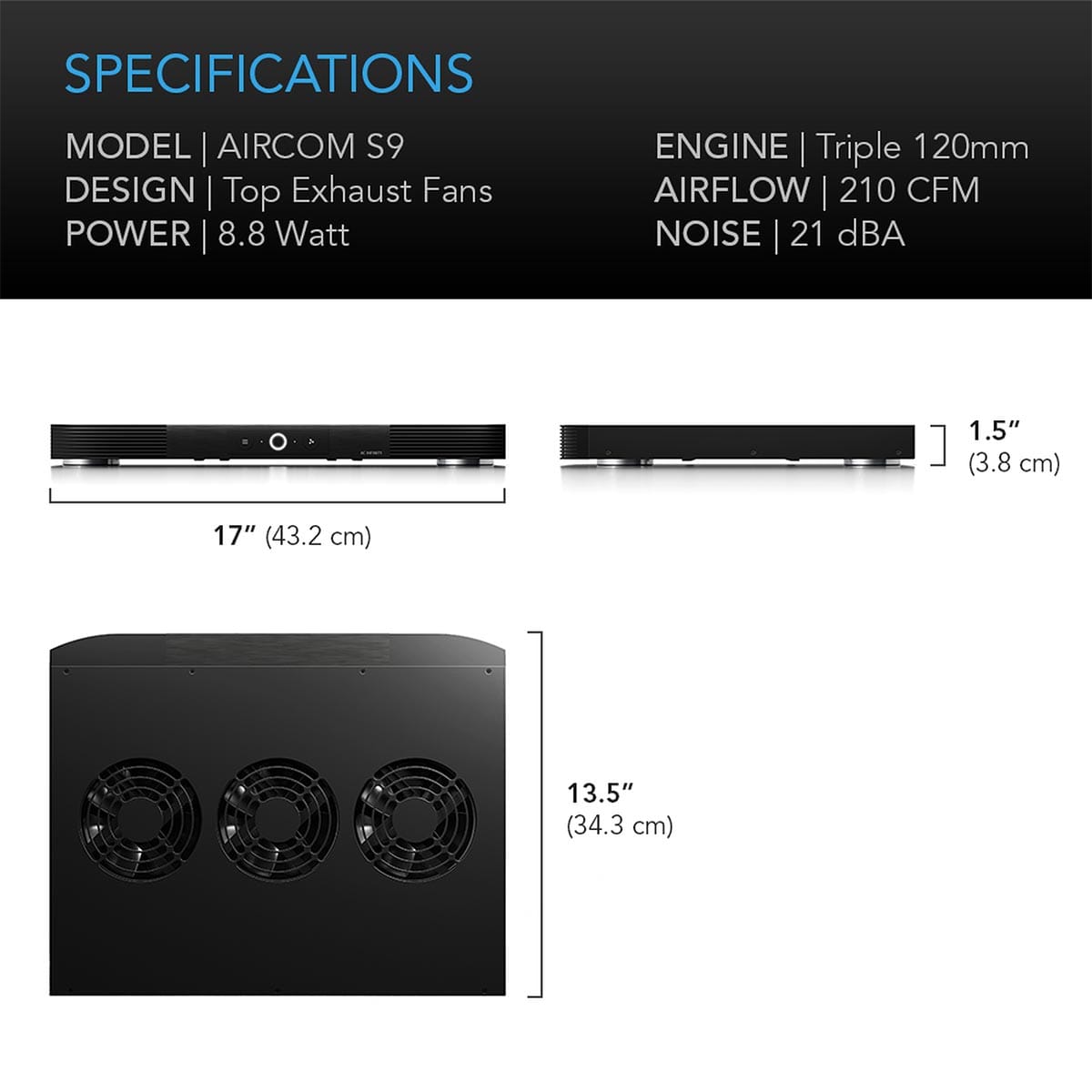 AC Infinity AC Infinity AIRCOM S10 AV Component Cooling System - Front Exhaust Component Cooling