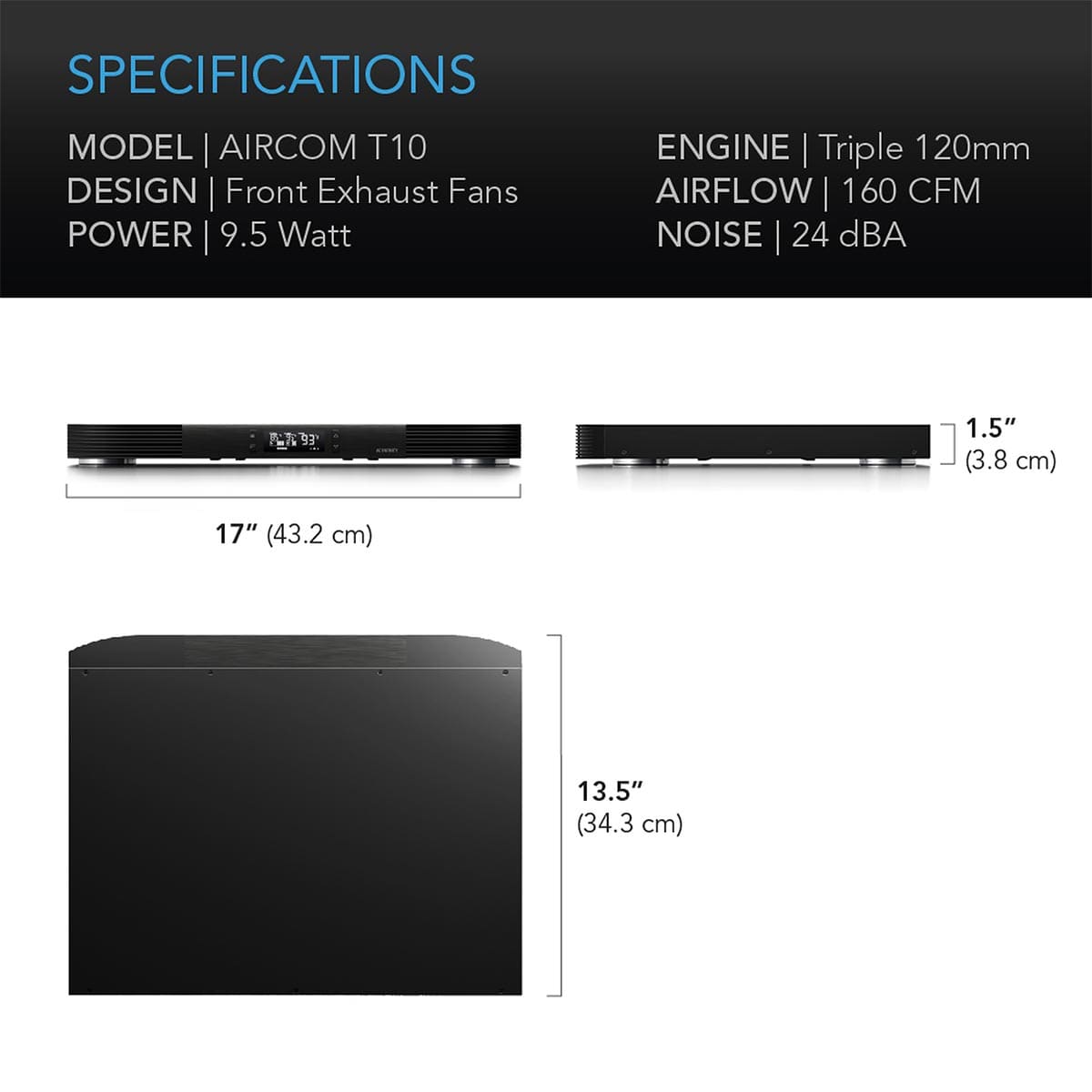 AC Infinity AC Infinity AIRCOM T10 PRO AV Component Cooling System - Front Exhaust Component Cooling