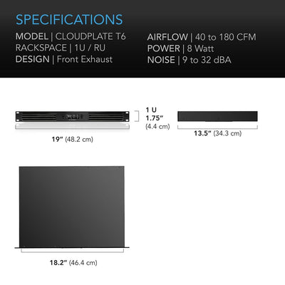 AC Infinity AC Infinity CLOUDPLATE T6 Rack Cooling System - Front Exhaust Component Cooling