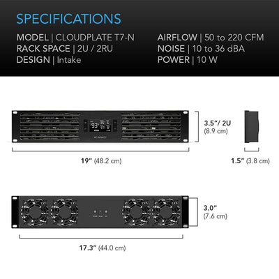 AC Infinity AC Infinity CLOUDPLATE T7-N Rack Cooling System - Front Intake - On Back Order Component Cooling