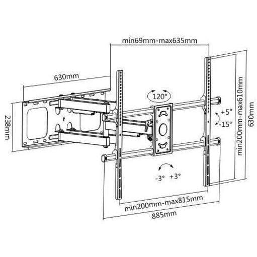 CHT Solutions Extra Large Full Motion TV Mounting Bracket Suit 50" to 90" TV's TV Wall Brackets