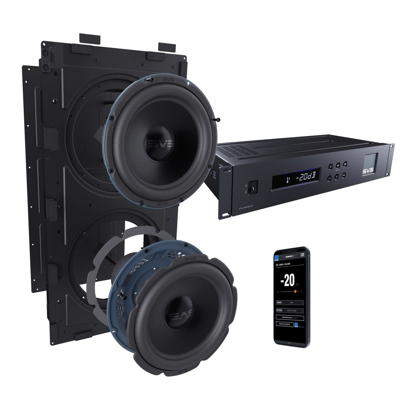 SVS Sound SVS 3000 In-Wall Dual Subwoofer System (including rack-mount STA-800D2) Subwoofers